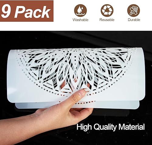 Miniatura 3 de Paquete de 9 plantillas de mandala de 12 x 12 pulgadas para pintar en madera, piso, pared, tela de azulejos, plantillas reutilizables para muebles