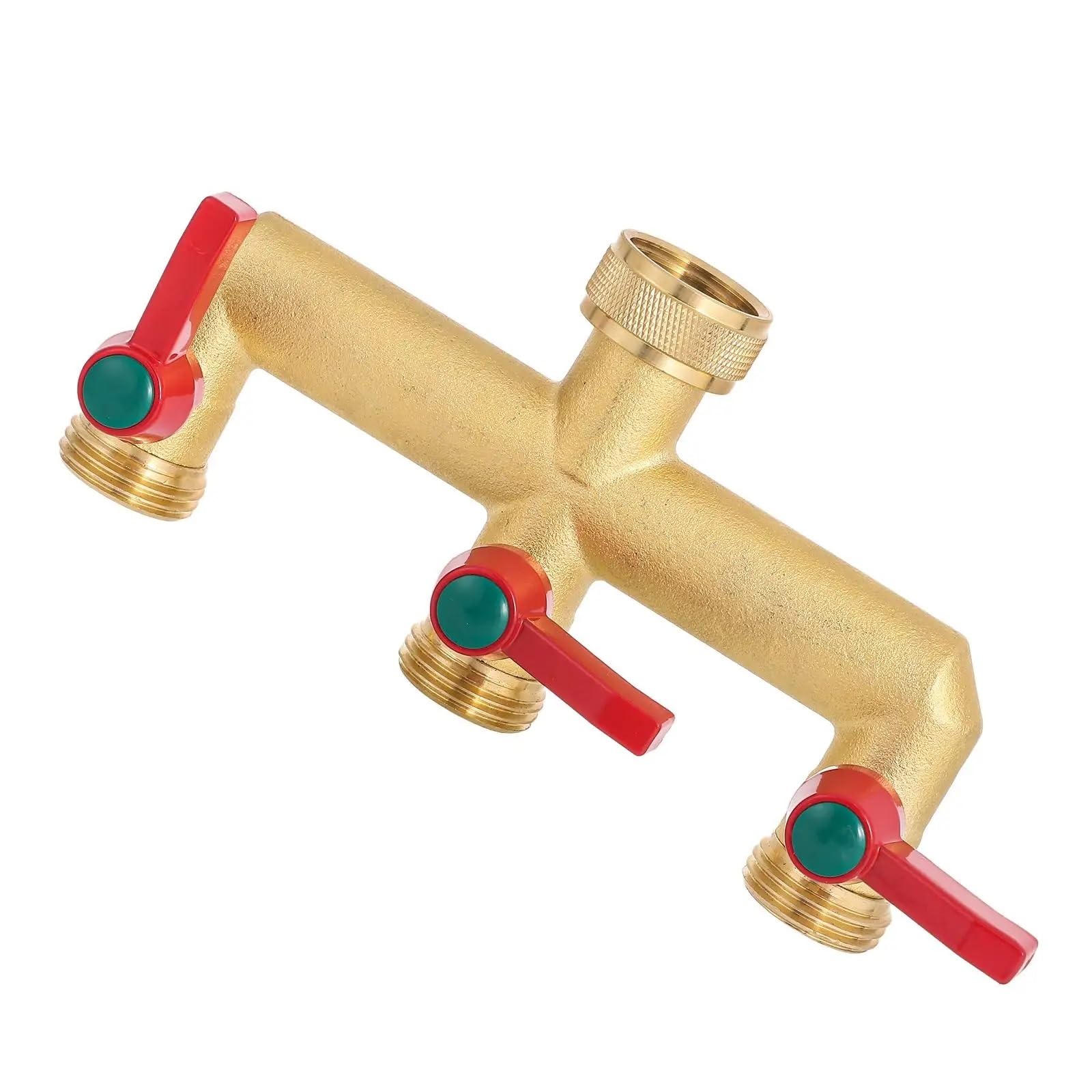 Splitter a Y in Ottone in Acciaio Inossidabile 304 | Tubo da giardino dorato sdoppiatore a Y da 3/4 pollici a 3 vie(Splitter-3)