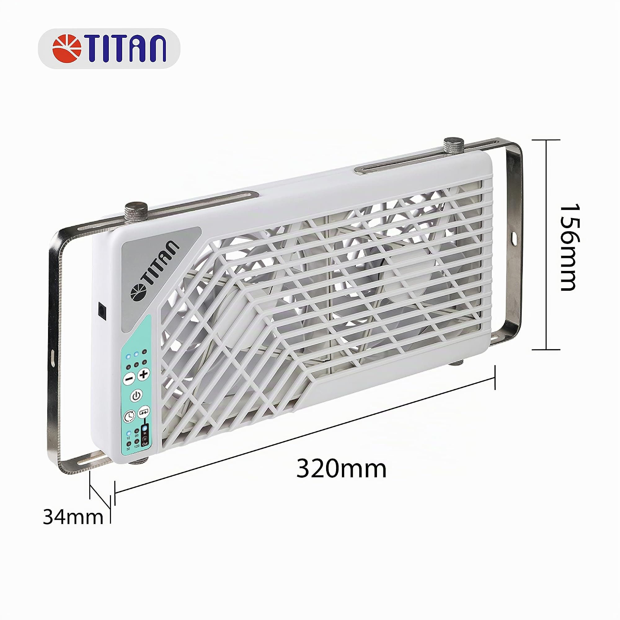 TITAN Leiser Dachventilator, 12 V Gleichstrom, 140 mm, doppelt, wendbar, Dachfensterventilator mit kabelloser Steuerung für Wohnmobil, Wohnmobil, TTC-SC21/V3