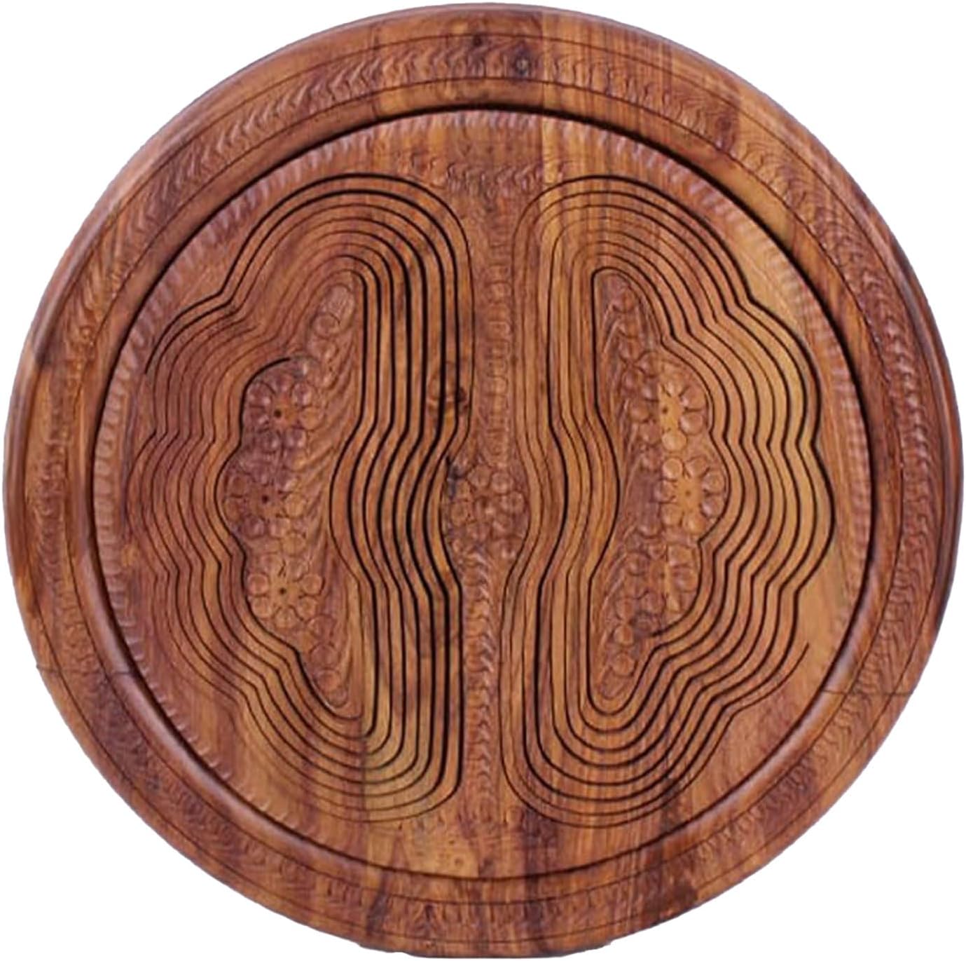 Handmade Wooden Collapsible Fruit Basket, Wood Carving Fruit Plate, Creative Foldable Walnut Basket for Fruit, Bread and Nuts 11.8", A01