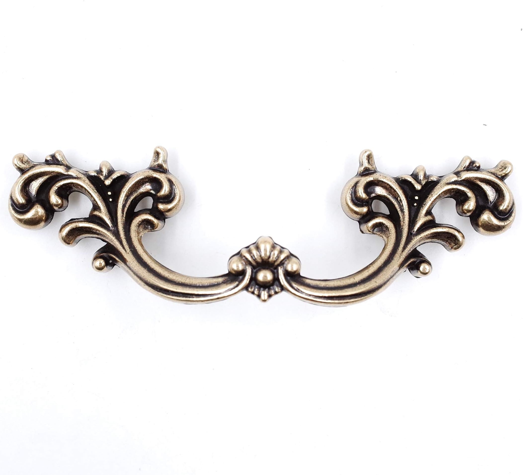 6-Pack French Provincial Drawer Pulls - Antique Brass, 2-1/2" Hole Centers, Vintage Shabby Chic Pulls for Dresser Nightstand Cabinet, PW1619ABR64