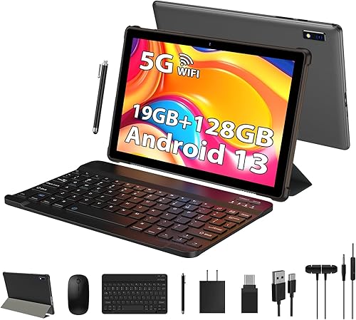 Tablet de 10.1 pulgadas con teclado, Android 12 tabletas Octa-Core 64GB ROM 1TB TF Expand, pantalla táctil IPS HD con GPS, batería de 8000 mAh,