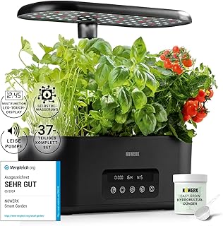 Hydroponisches Anzuchtsystem mit imitiertem Tageslichtspektrum | Inkl. 14 Pflanzschwämmen, 14 Samentöpfen, 7 Anzuchthauben & Dünger | Höhenverstellbar | Automatische Bewässerung