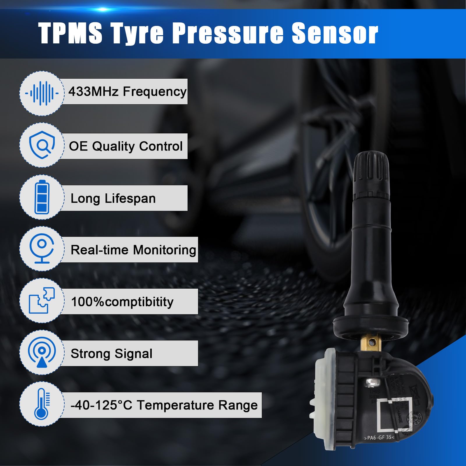 Sensore di Pressione dei Pneumatici Compatibile con Ford Ecosport 2013 Focus 2014 Kuga Mk2 RDKS TPMS Compatibile con Ford B-MAX 15 C-MAX 15 Transit/Tourneo Connect 2036832