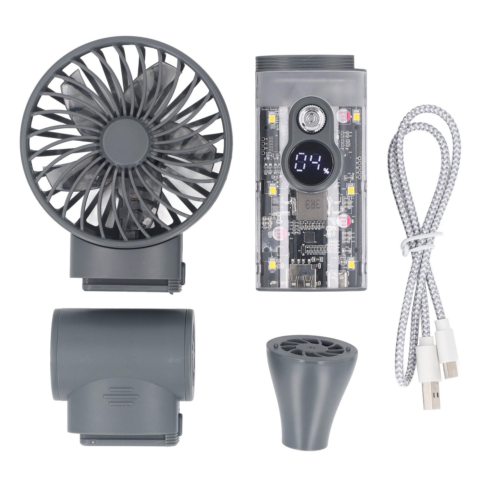 Srliya Kleines Jet-Gebläse, Mehrere Windgeschwindigkeiten, Tragbar, 2-in-1-Handheld, Elektrischer Luftreiniger, Ventilator für PC-Tastatur, Outdoor-Sportarten