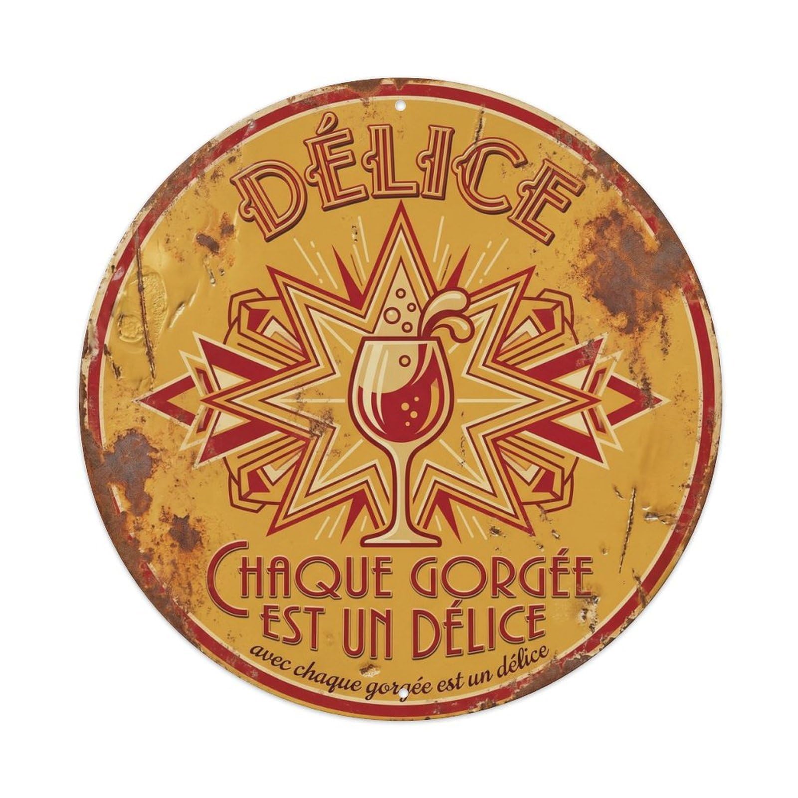 Delight Humorous Bistro Delight Vintage Metal Tin Sign Plaque Wall Decor for Cafe, Club Bar, Office, Garden Metal Poster 8x8Inch
