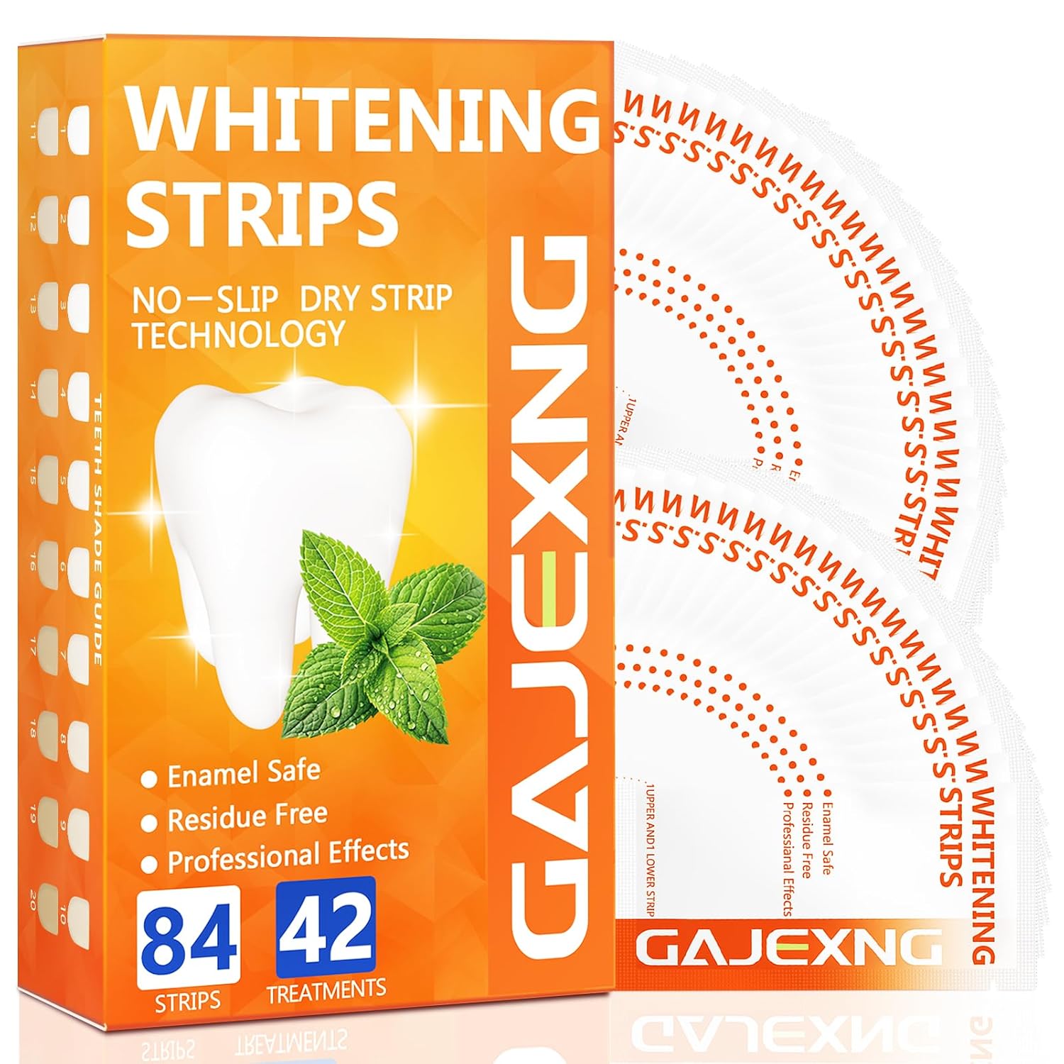 Teeth Whitening Strips 84 Strips 42 Treatments White Strips for Sensitive Tooth Whitening Kit Enamel-Safe Residue-Free Non-Slip Removes