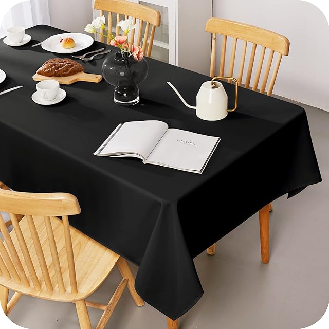 Amazon Brand  Umi Oxford Home Decorative Oil-proof Oxford Tablecloth Water Proof Table Covers Tablecloth for Dining Table 137x274 CM (54x108 Inch) Black Set of 1