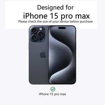 EUMADOVE iPhone 15 pro max用 ケース 半透明マット携帯電話カバー、10フィート軍用グレードの落下保護スリムで耐久性のある耐衝撃保護バンパーブラック、iPhone 15 Pro max