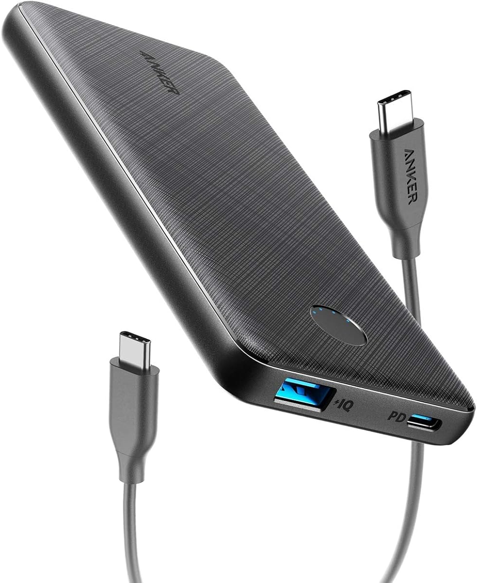 Anker USB-C Portable Charger, 18W PowerCore Slim 10000 PD, 10000mAh Power Delivery Power Bank for iPhone 12/Mini/X/XR/XS Max, S10, Pixel 3/3XL, iPad Pro 2018, and More (Charger Not Included)