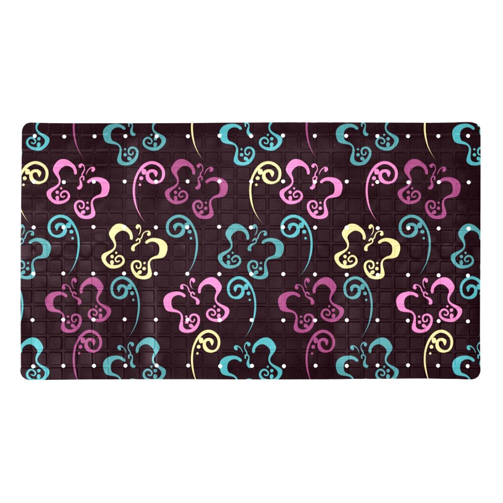 Tapis de bain antidérapant en PVC à ventouses motif papillon
