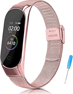 Tobfit Cinturino Compatibile con Xiaomi Mi Band 4 e Mi Band 3 Cinturino in Acciaio Inossidabile, Metallo Cinturino per Xiaomi Mi Band 4/ Xiaomi Mi Band 3 (Rosa)
