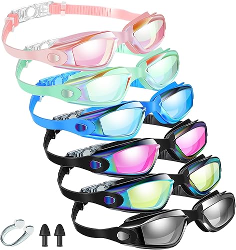 Gafas de natación deportivas para mujeres, hombres, adultos y jóvenes (color brillante)