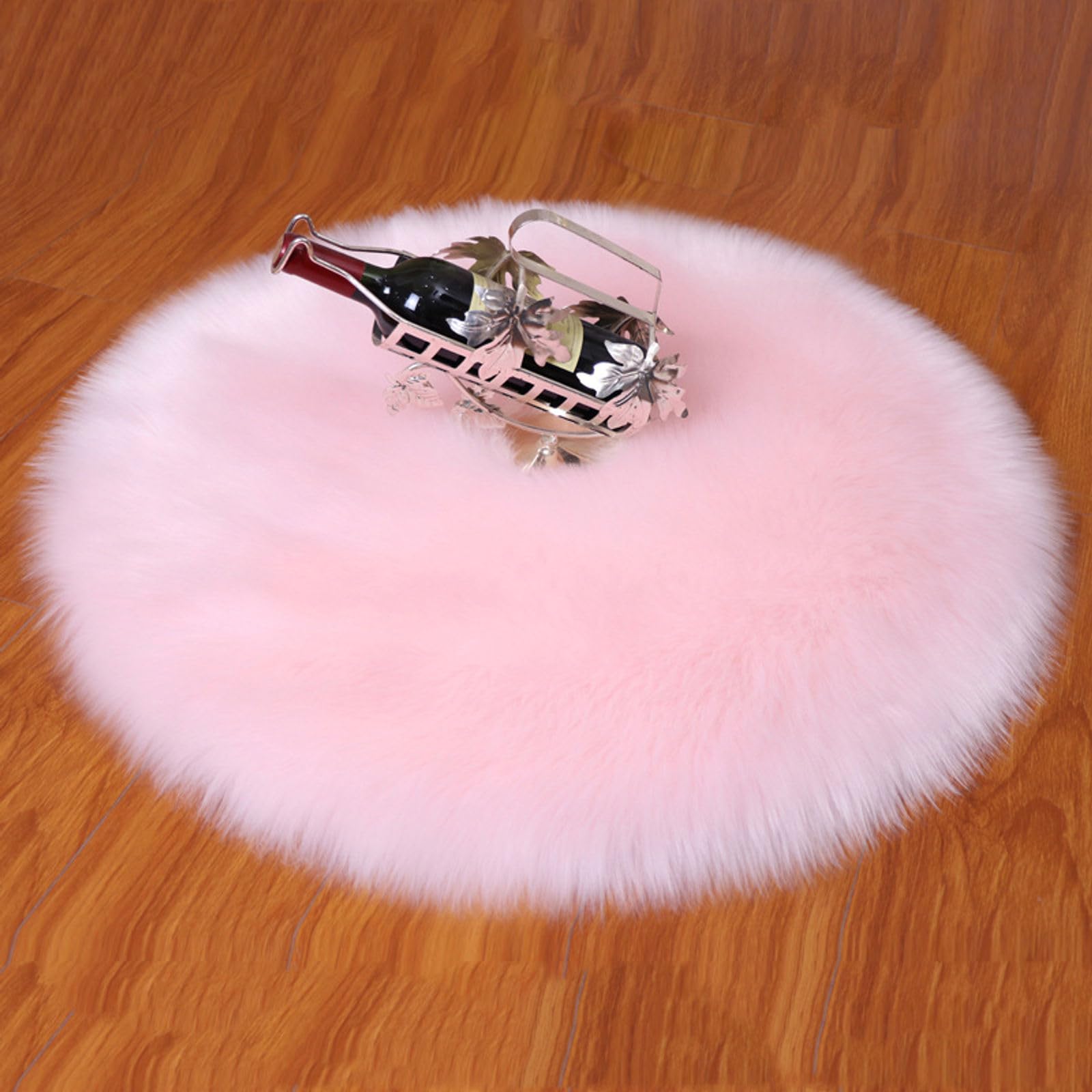Moquette ronde en peluche douce de 90cm carpette shaggy grise pour chambre et salon cosy