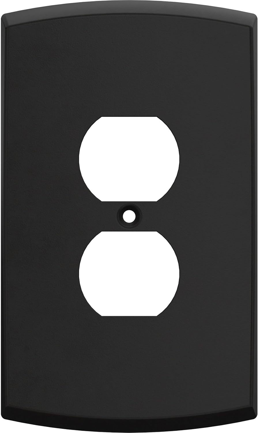 Franklin Brass Soft Arch (3-Pack) Outlet Covers Matte Black 1-Gang Oversized Wall Plate Single Duplex Switch Plates Electrical Outlet Covers W35892K-FB-CP