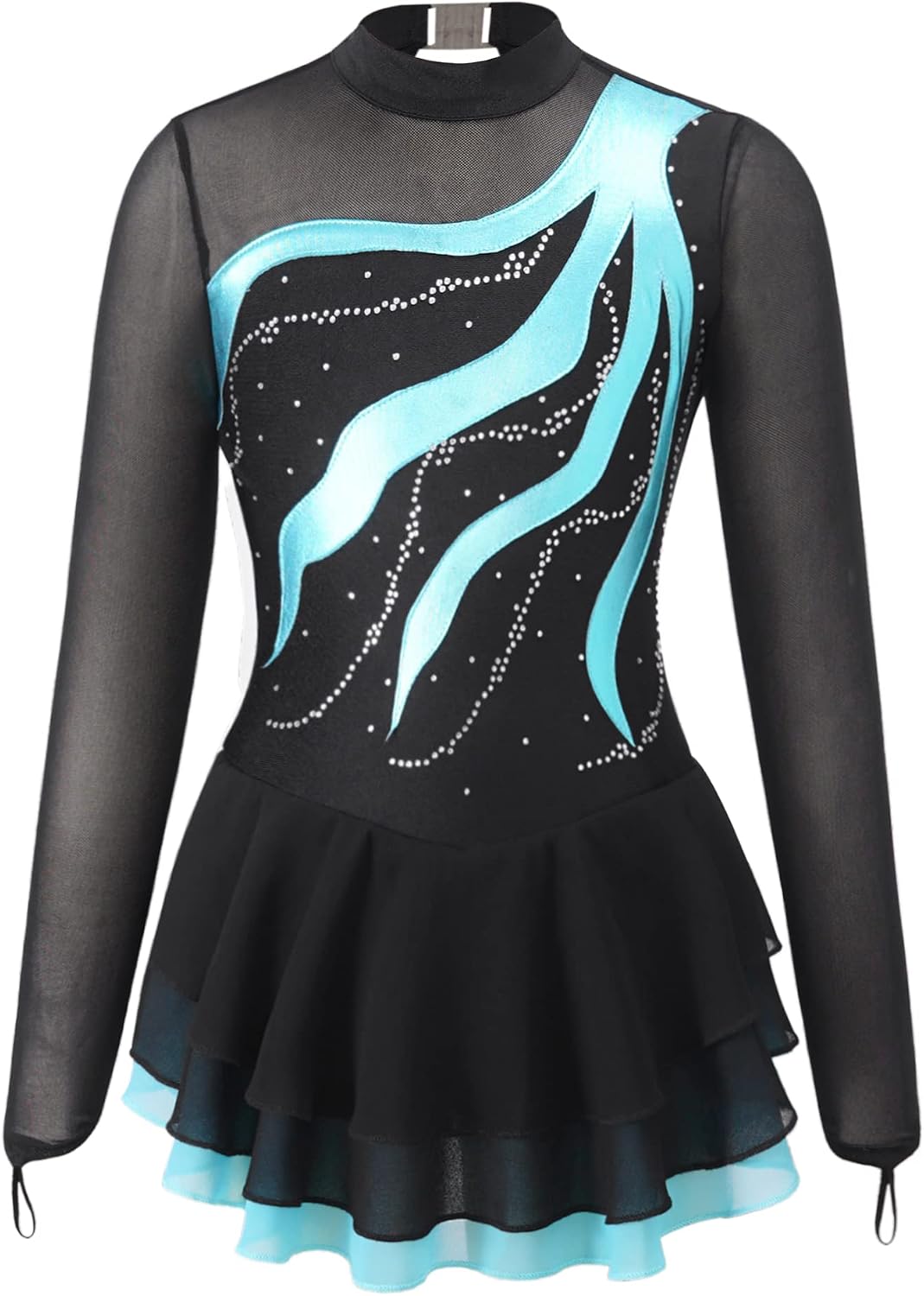 Figure Skating Dress Rhythmic Gymnastics Leotard Skirt Girl Hook Sleeves Competition Performance Dance Dress