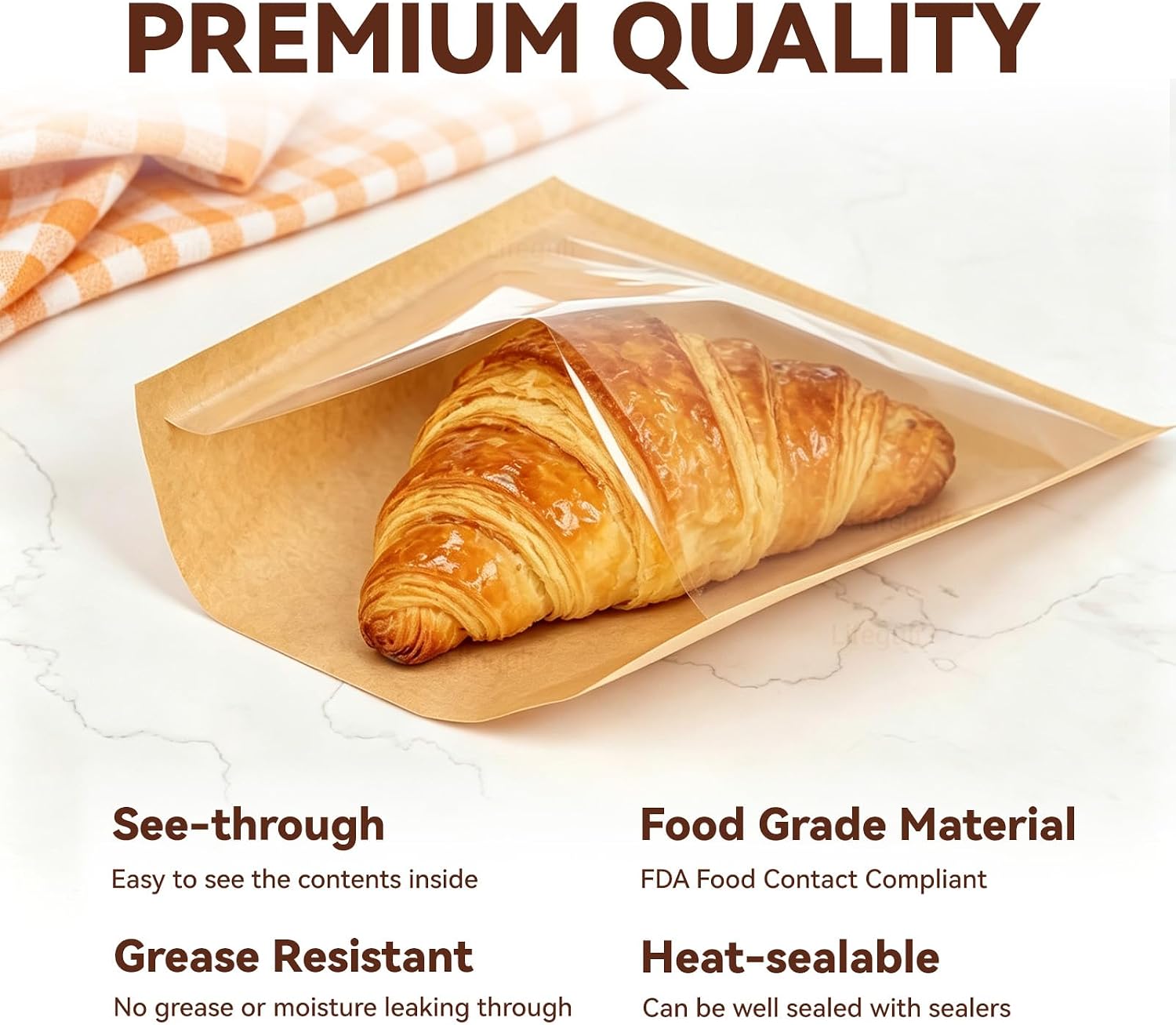 100 Pack 5.7×6.5 Inch Cookie Package Bags with Seal image 3