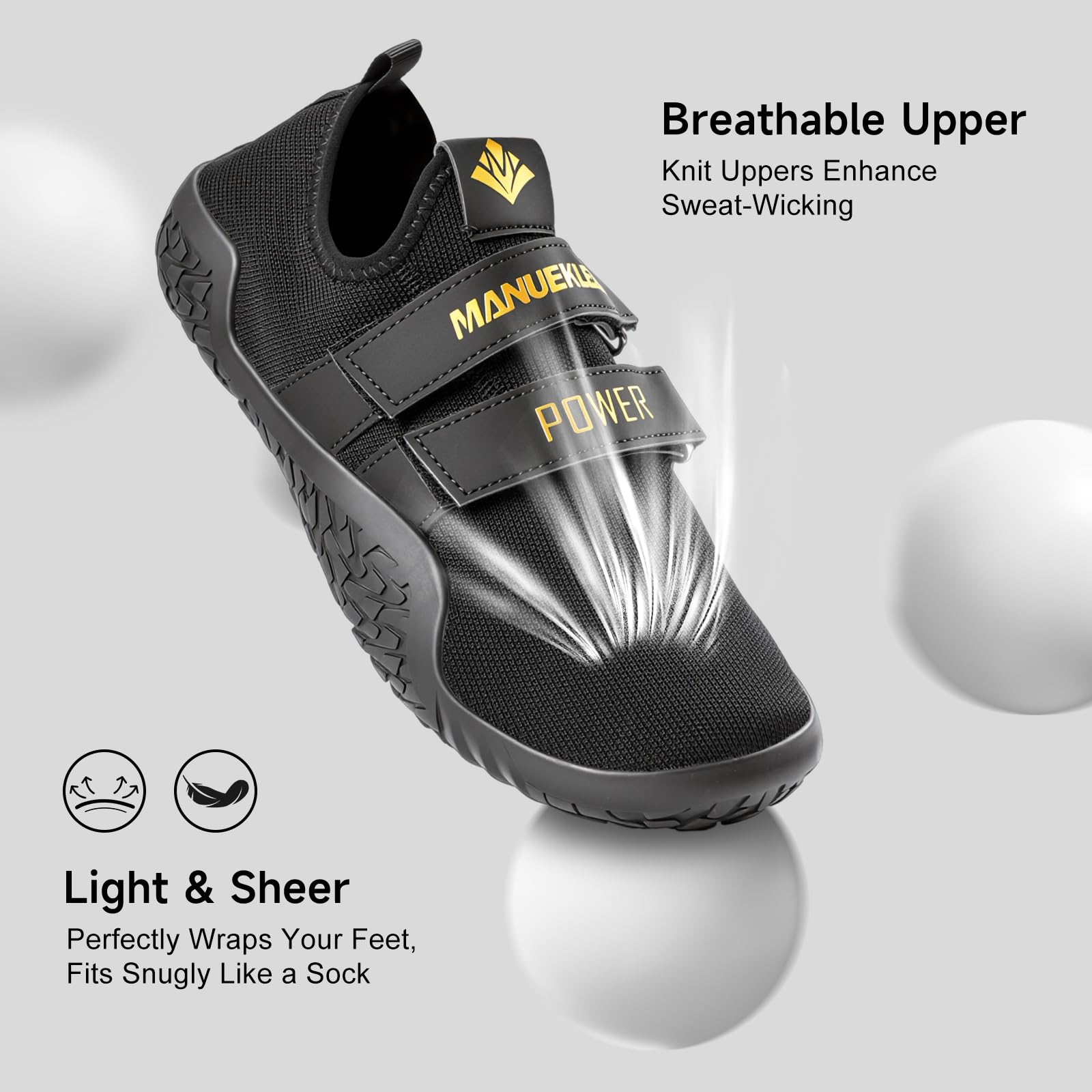 MANUEKLEAR - Zapatos de Levantamiento de Pesas para Hombres y Mujeres, Zapatos para Levantamiento de Pesas, Sentadillas, Fitness, Crosstrainer, Descalzo, Gimnasio, Entrenamiento