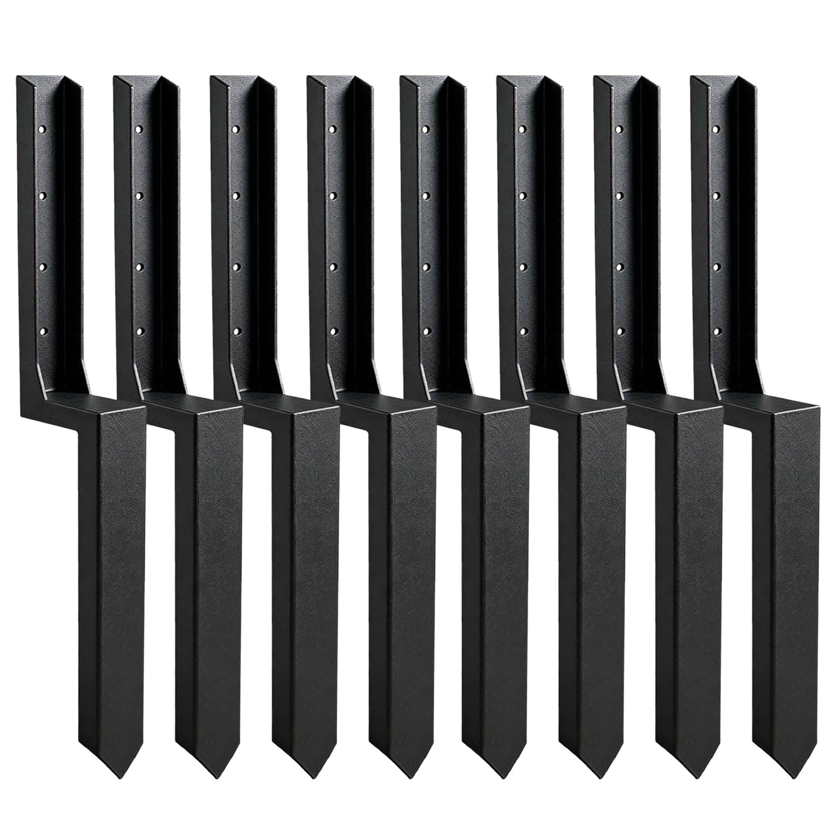 GOUZIBHD 8-Pcs Heavy Duty Steel Fence Post Repair Stakes With Ground Anchor Screw In Fix Anchors Ground Spike For Fence Posts Repair Tilted Broken Wood Posts Black