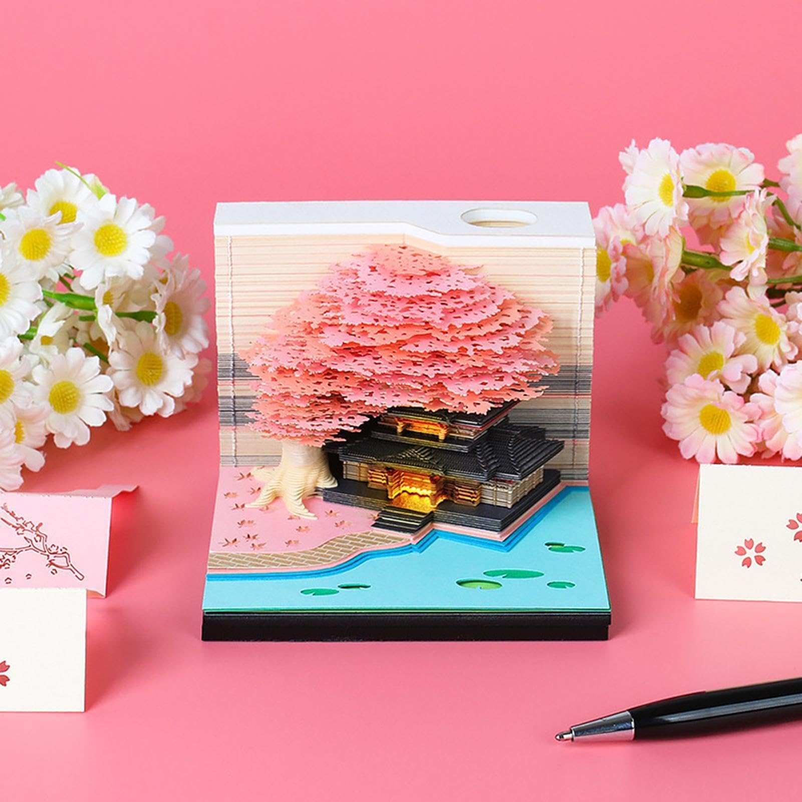 3D-Memo-Kalender 2027 Schreibtisch 3D Skulptur LED Tischuhr Notizblock | Interaktive Kalender-Dekoration Für Büro, Schule, Zuhause, Wohnheim, Wohnung, Schlafzimmer, Wohnzimmer und Bücherregal