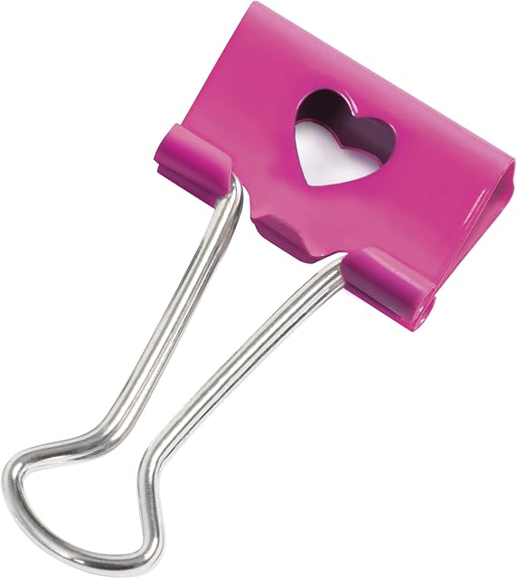 Rapesco 1426 32 mm Serca klamry Foldback, Hot Pink, 20 sztuk