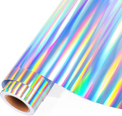 GIRAFVINYL Vinilo holográfico de 12 pulgadas x 15 pies, vinilo cromado arcoíris plateado para el hogar y el automóvil, carteles, ventanas,
