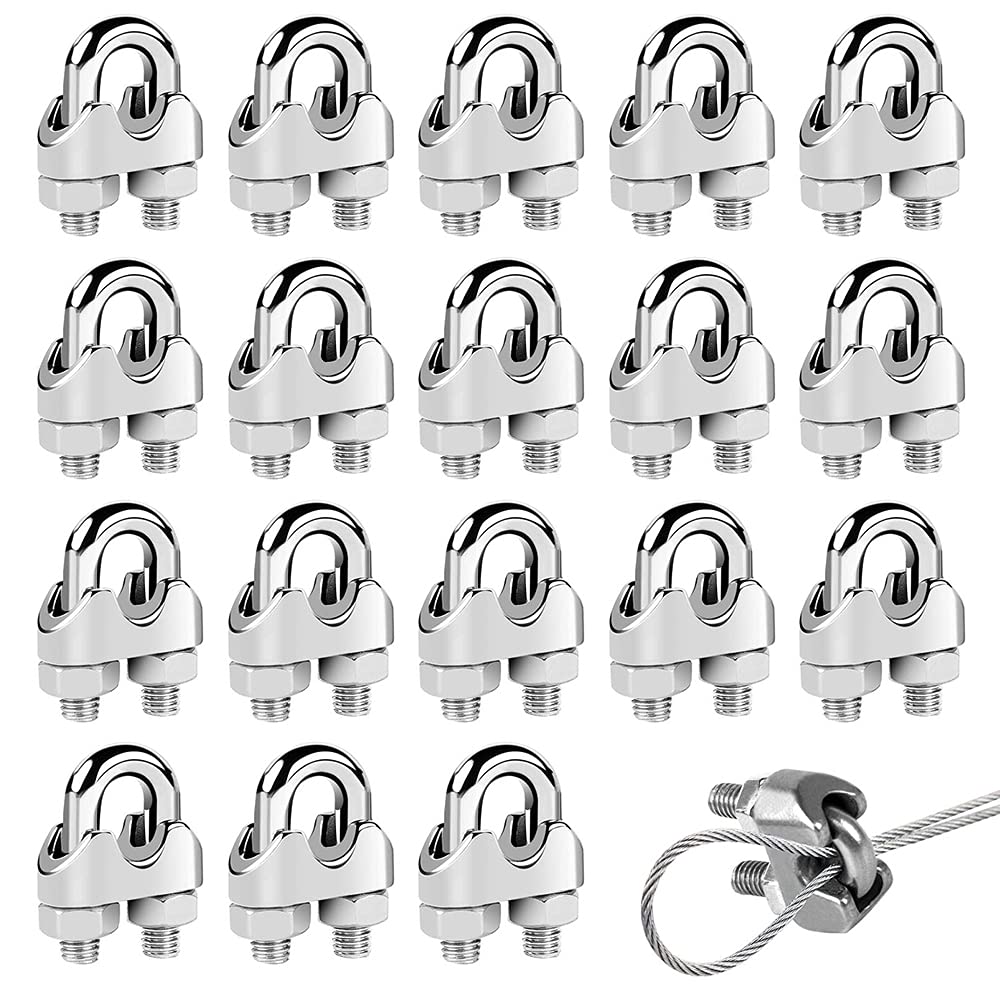 20 Stück Seilklemmen Edelstahl 3mm - Bügelseilklemmen Für Wäscheleine & Zelt