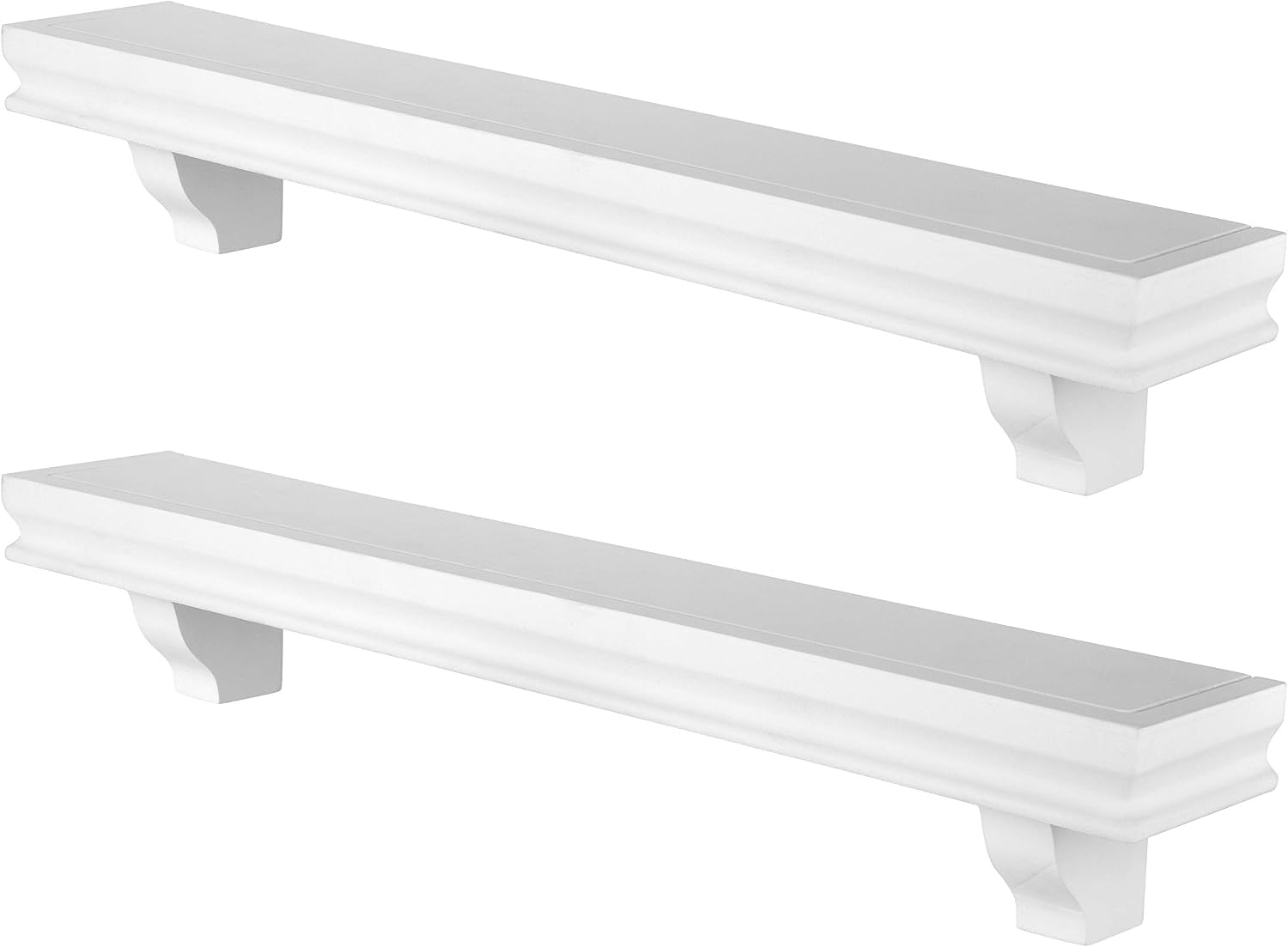 Danya B. Decorative 24" Floating Wall Décor Display Ledge Shelves – (Set of 2) (White)