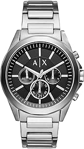 Armani Exchange Reloj Hombre, Movimiento cronógrafo de Cuarzo y Caja de 44mm con Correa de Acero Inoxidable