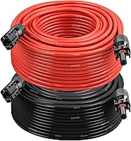 Vista 18 de XRDS -RF Cable de extensión solar 8AWG 3FT paquete de 2 unidades (rojo + negro), cable fotovoltaico con conectores solares macho/hembra, cable