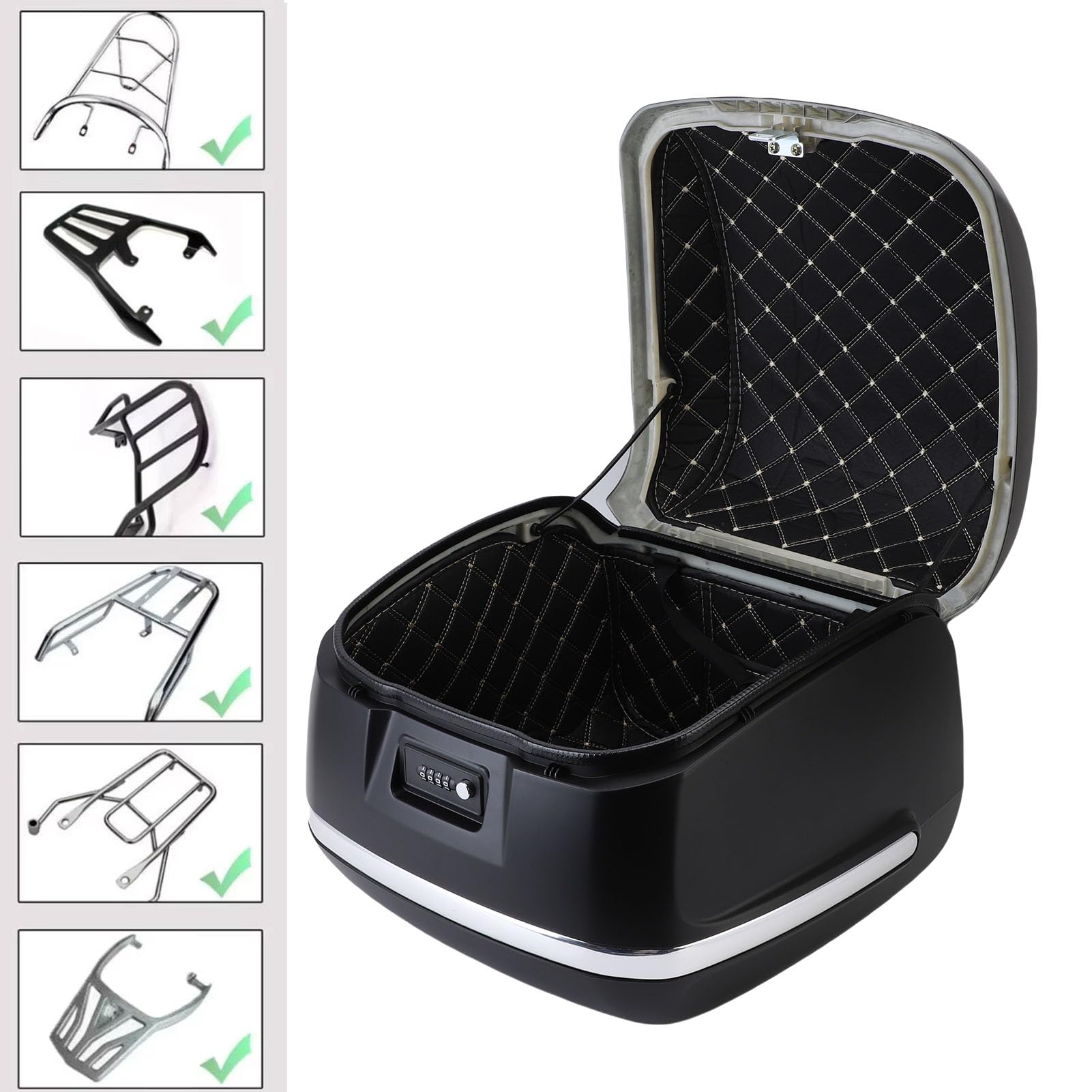 Fockety Cofano Posteriore Universale 35L, Valigia ABS Impermeabile con | Baule universale per moto, portacasco a grandezza naturale, box portabagagli per scooter, installazione facile, stile