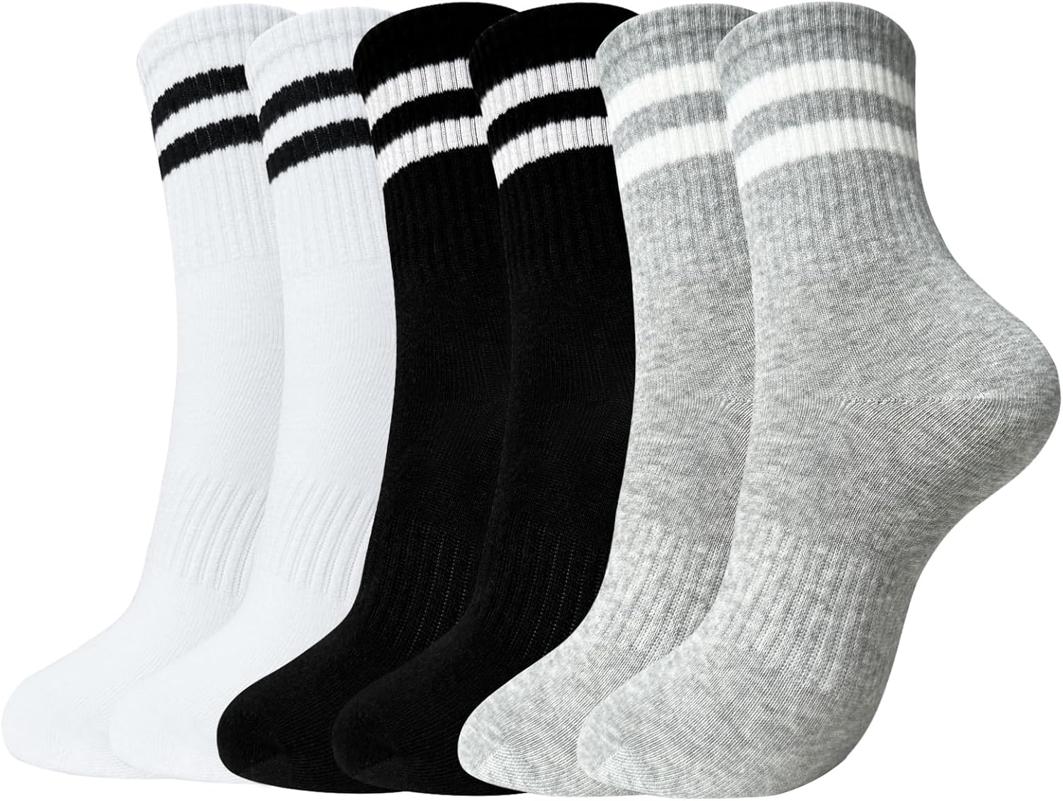 Elapse Space Crew Socks for Women Striped Athletic Socks Womens
