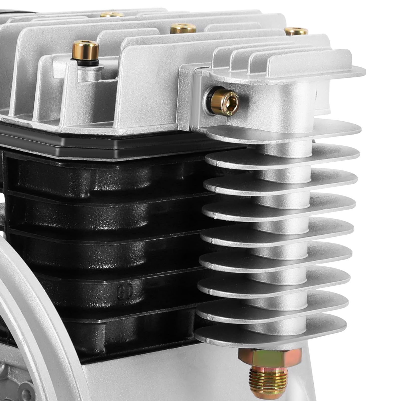 Testa del compressore d'aria 3HP 250L/min doppio cilindro in ghisa, pompa a pistone lubrificata ad olio con silenziatore per officina e garage, gruppo di compressione 2.2KW