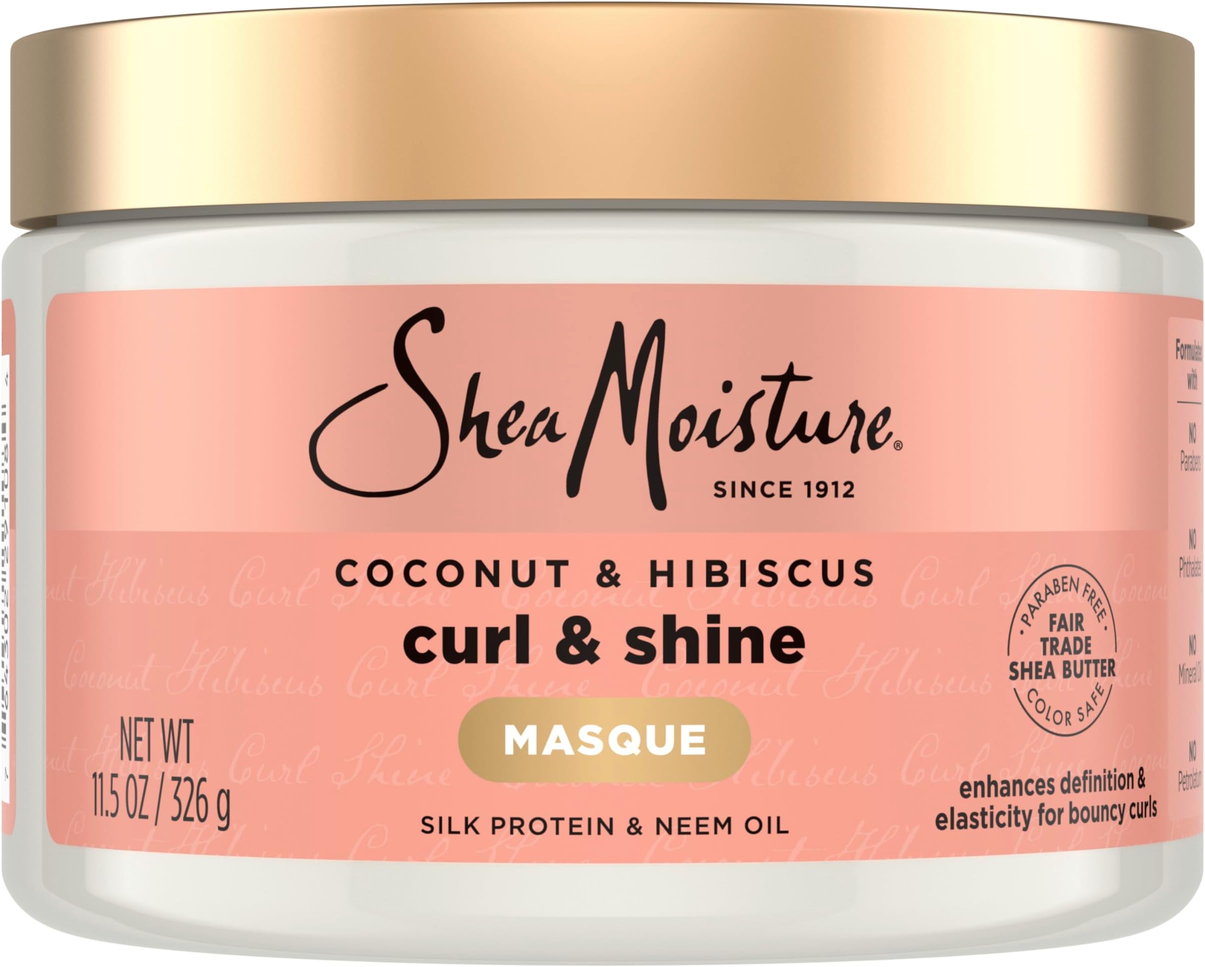 SHEA MOISTURE Hair Masque for Dry Curls Coconut & Hibiscus with Butter, 11.5 oz (326 g)