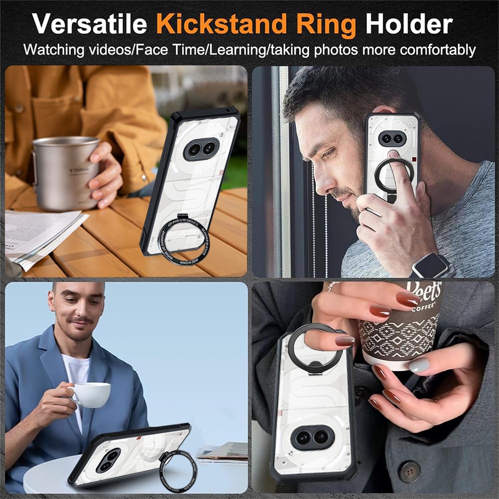 Btstring Case Compatible With Nothing Phone 2a/2a Plus With Screen Protector, Military Standard Shockproof Mobile Phone Case Hybrid Metal Ring Holder - View #2