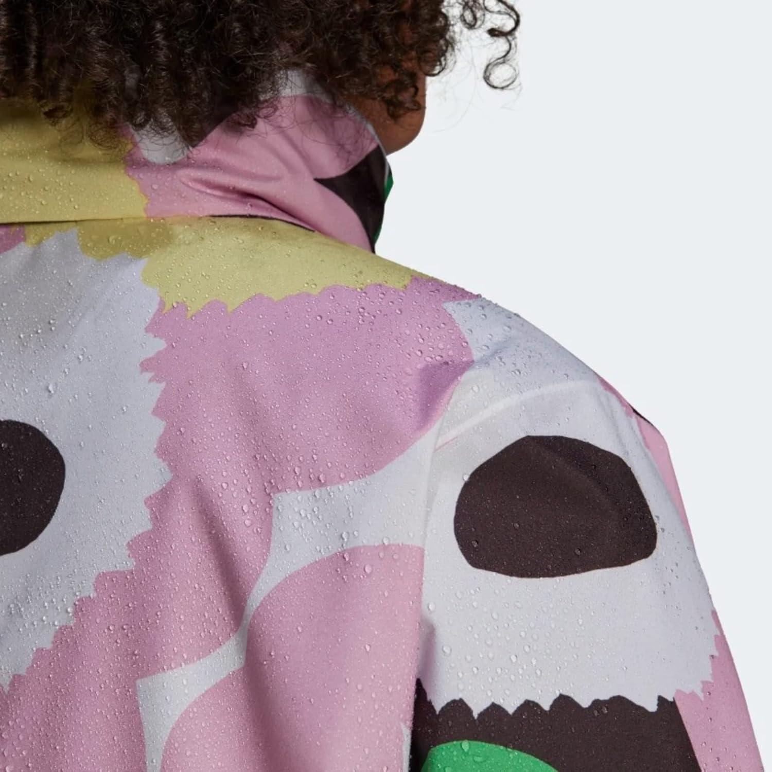 adidas Women's Marimekko Traveer Rain.Rdy Jacket (Plus Size), White/Blaze Orange