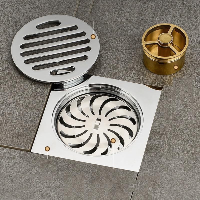 Italiano: Scarico a Pavimento in Rame Massiccio, Bagno Addensato, Balcone, Lavatrice, WC, Scarico a Pavimento(3-Pack)