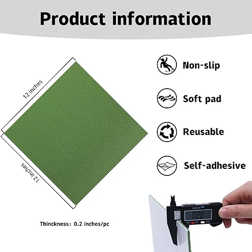 Miniatura 2 de ZOWZOW Azulejos autoadhesivos para alfombras, antideslizantes, para despegar y pegar, rompecabezas para piso, color verde, fácil de instalar, 10