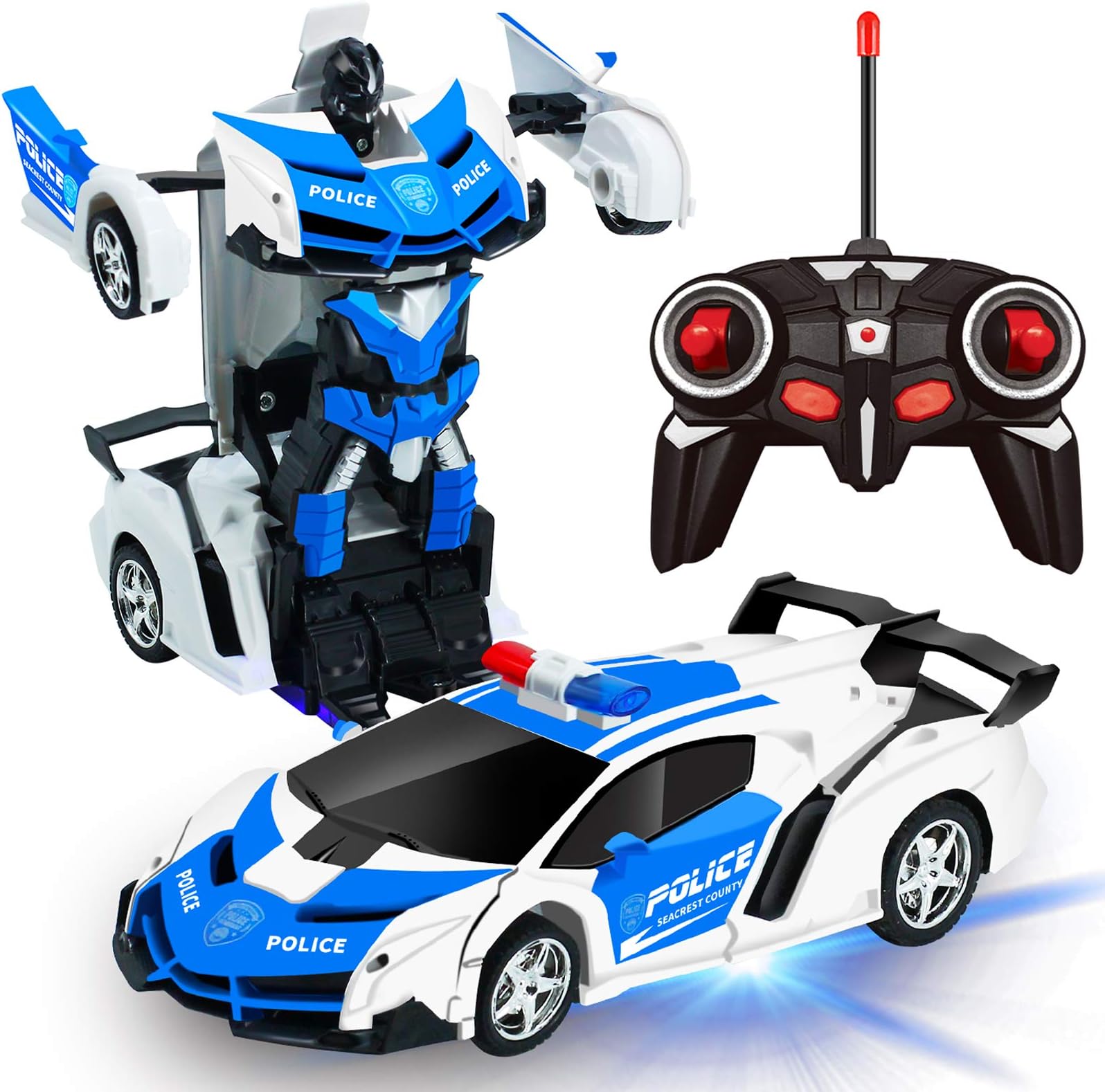 AMENON Remote Control Car - Transform Robot Toys for Boys Teens, Rechargeable RC Car with Lights, 2.4Ghz RC Car 1:18 Rechargeable 360° Rotating Race Transform Car Birthday Gifts Party Favors for Kids