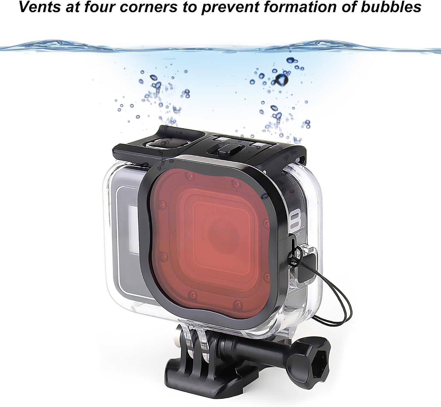 GEPULY 3 Pack Dive Filters for GoPro Hero 8 9 10 11 12 13 Official Waterproof Case (Red, Light Red, Magenta Filters) - Color Correction in Deep Diving/Scuba Snorkeling/Underwater Photography