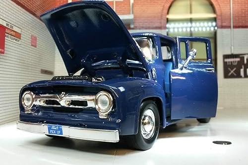 Miniatura 2 de 1956Ford F-100Pickup Azul 1 24Diecast modelo de coche