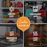 Vista 5 de Sophico Tapas Redondas de Almacenamiento de Silicona de 4 Tazas de Repuesto para Tazones de Vidrio Anchor Hocking y Pyrex 7201-PC