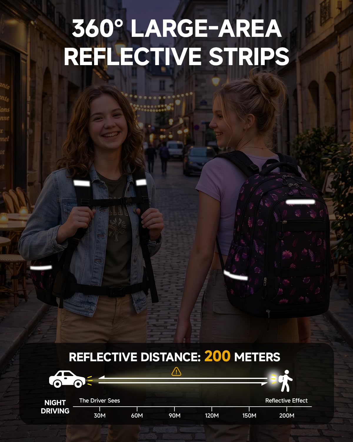 Amythe Ergo Schulranzen Teenager Mädc mit Abnehmbarem Hüftgurt | Ergonomischer Schulrucksack Teenager, 30L Rucksack Schule mit Verstaubare Netztasche, 5-13 Klasse für Schule, Reisen, Sport