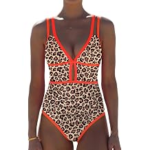 popvil Women One Piece Swimsuit 2026 Tummy Control Sexy Cutout Neon Color Block Bathing Suit Slimming Adjustable Swimwear