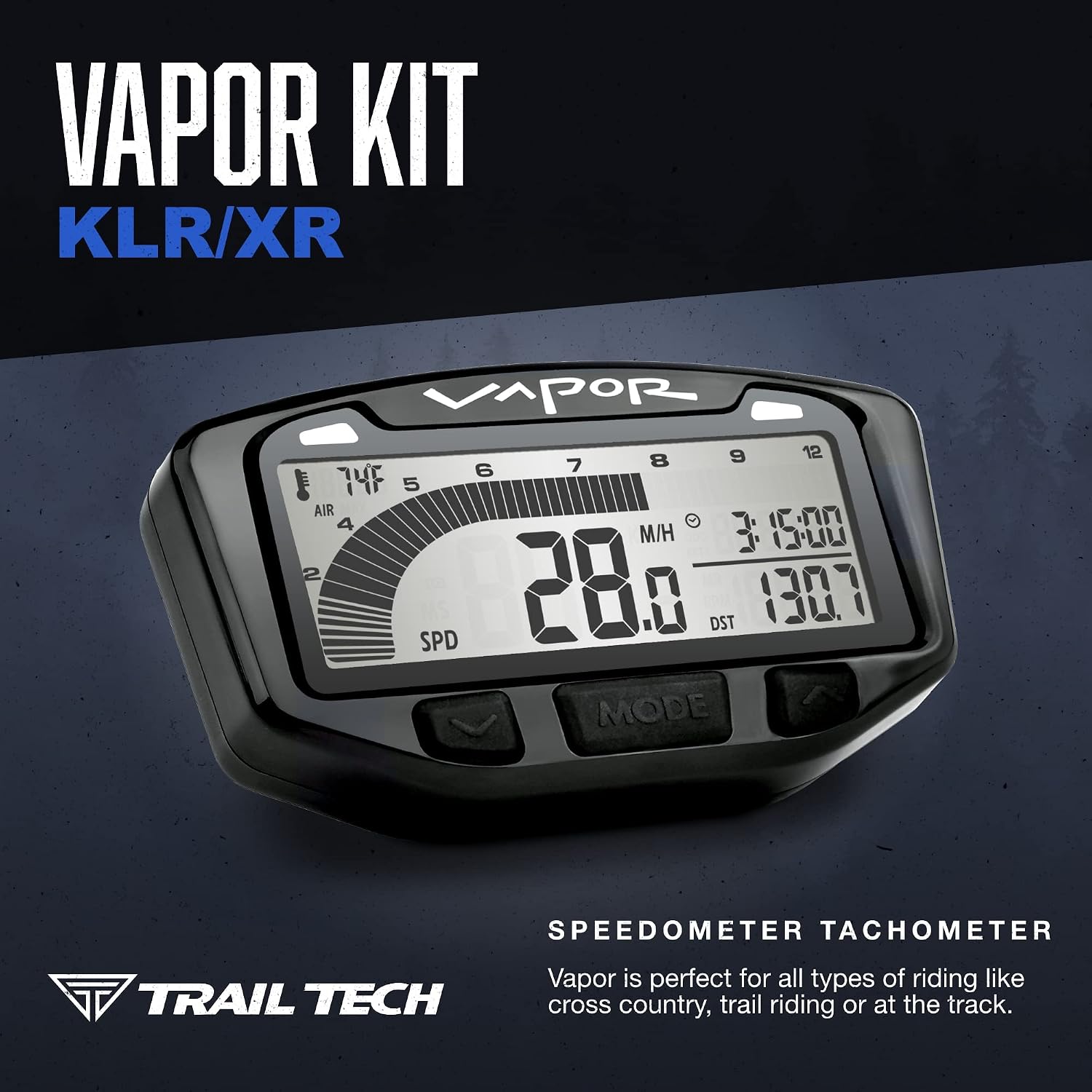 Trail Tech 752-112 Vapor Digital Speedometer Tachometer Gauge Kit, 2003-2017 Can-Am Honda Kawasaki