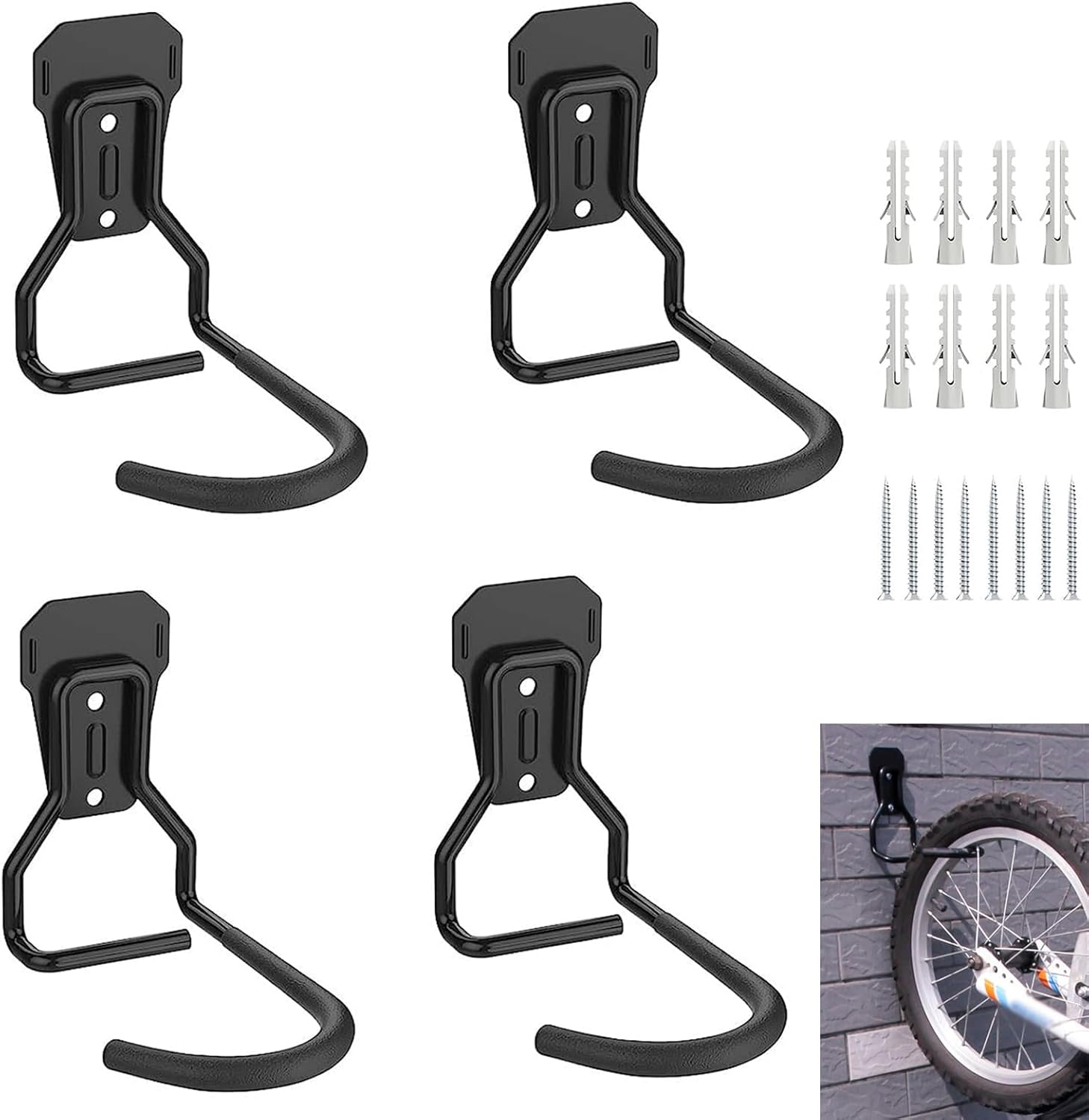 WuGU Fahrrad Wandhalterung 2 Stück - L-förmige Fahrradhaken Für Garage & Wohnung