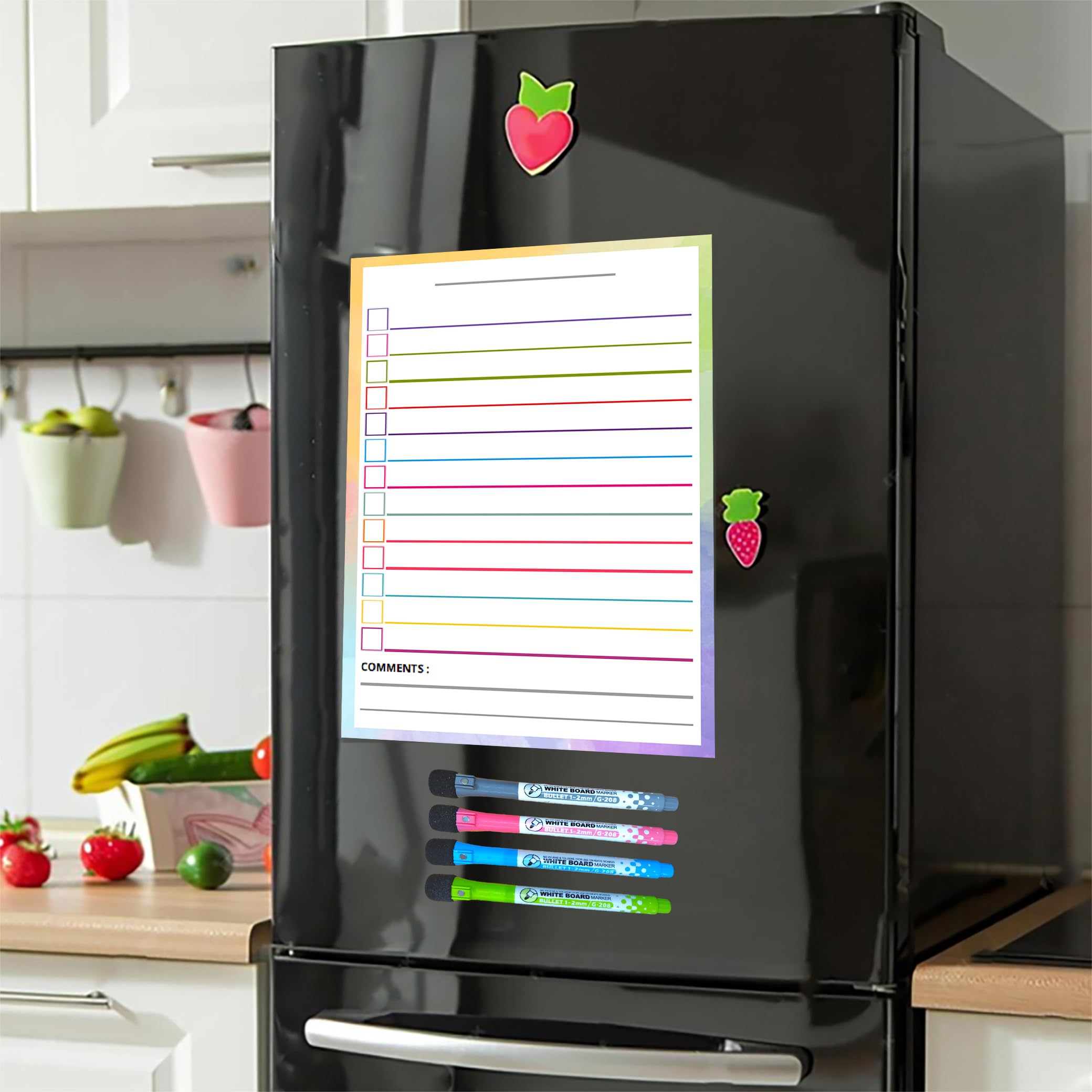 HOTMELT® Magnetic Planner Size 23x30cm for Metal Surface, Fridge and Wardrobe with 4 Piece of Color Marker, Dry Erase Planning Magnetic Calendar Sheet Pack of 1