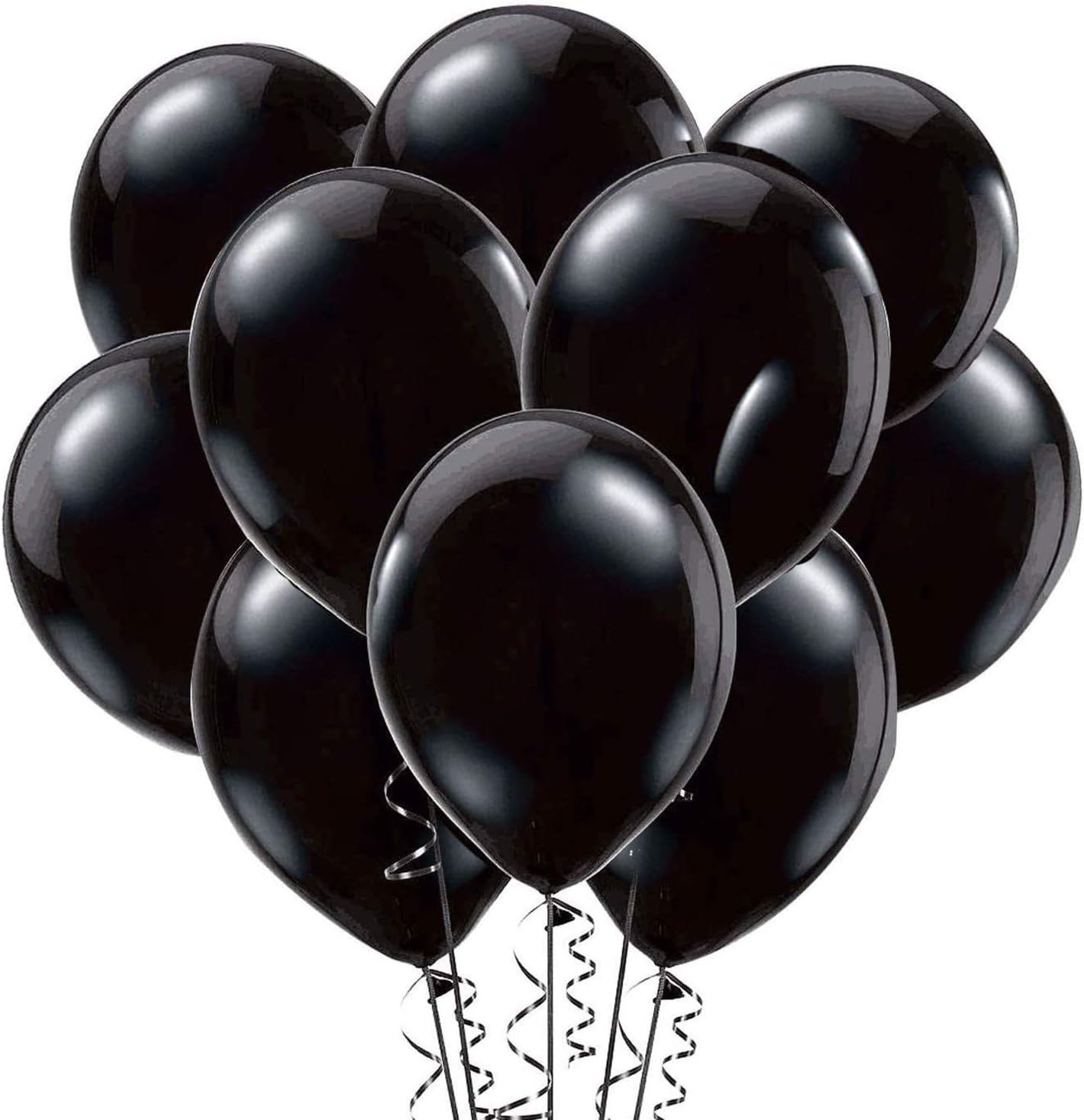 FECEDY 12" Black Shiny Latex Balloons 100pcs/pack