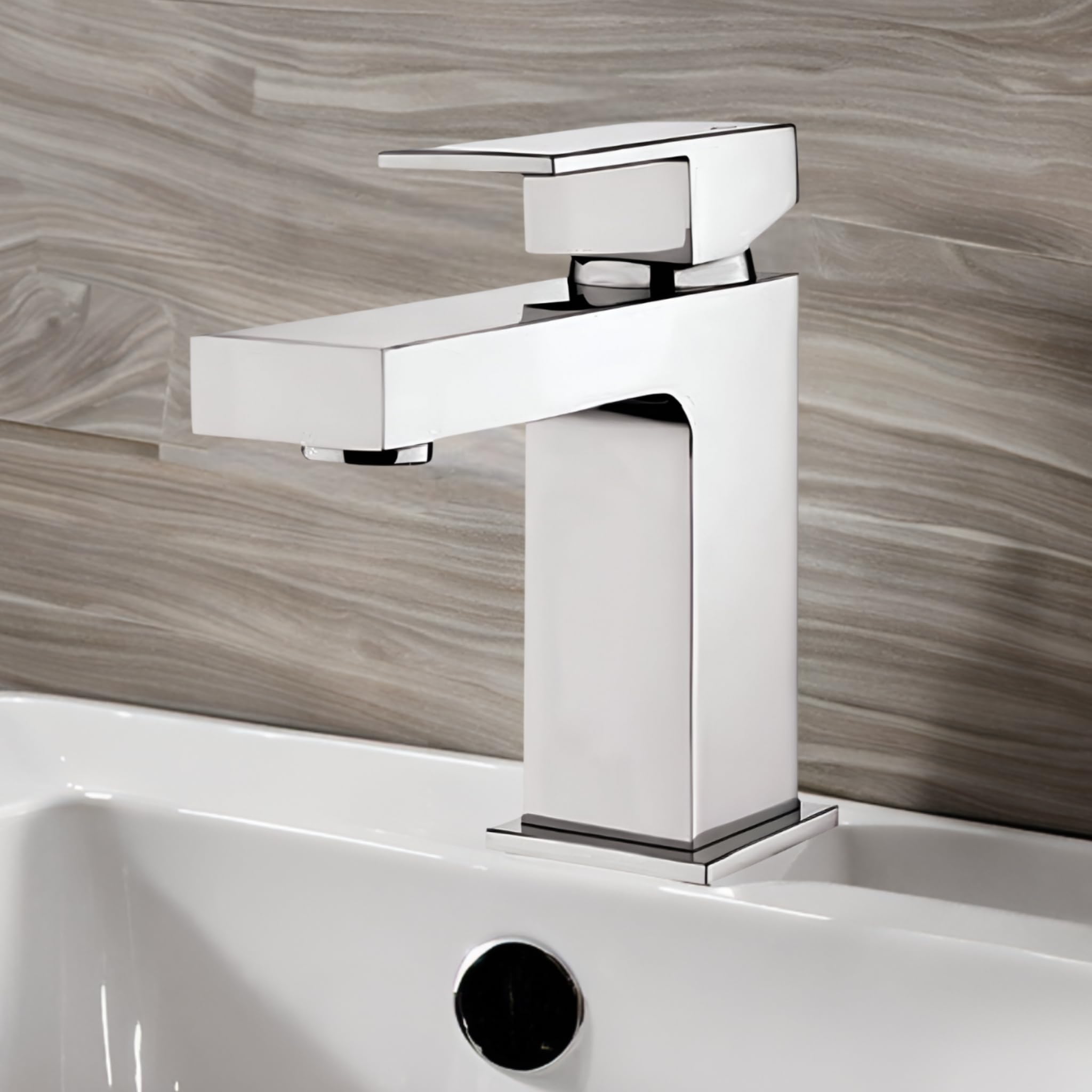 Moderna Bathroom Basin Mixer Tap - 35mm Cartridge, Chrome Mono Mixer