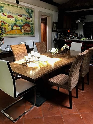 Miniatura 9 de Elegante portavelas votivo decorativo, 5 vasos de vidrio en base de madera, bandeja para aniversario, boda, mesa de comedor, decoración de sala de